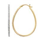 18k Gold Over Silver Diamond Mystique Oval Hoop Earrings, Women's, Yellow