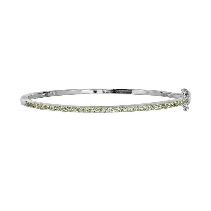 Oro Leoni Sterling Silver Peridot Bangle Bracelet - Made With Genuine Swarovski Gemstones, Women's, Yellow