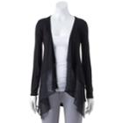 Women's Elle&trade; Mixed-media Flyaway Cardigan, Size: Medium, Black