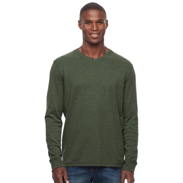 Men's Croft & Barrow&reg; Classic-fit Stretch Performance V-neck Tee, Size: Small, Dark Green
