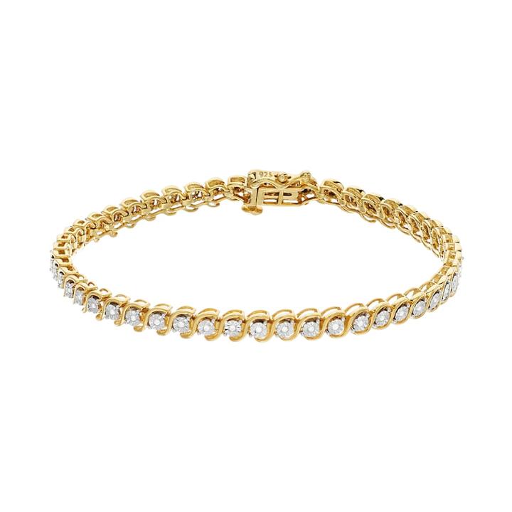 14k Gold Over Silver 1/4 Carat T.w. Diamond Tennis Bracelet, Women's, White