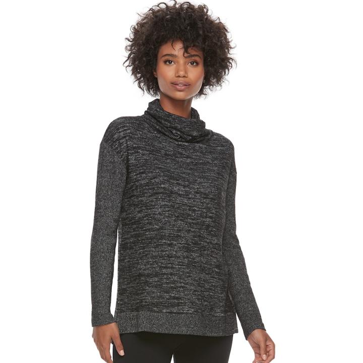 Women's Sonoma Goods For Life™ Marled Cowlneck Sweater, Size: Medium, Black