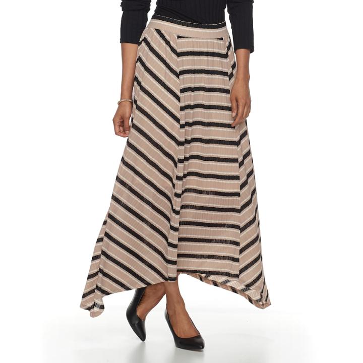 Women's Dana Buchman Sharkbite Maxi Skirt, Size: Medium, Beig/green (beig/khaki)