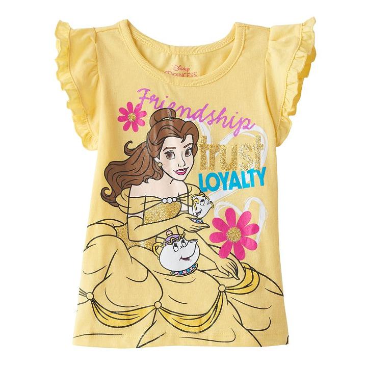 Disney's Beauty And The Beast Girls 4-6x Belle Friendship Trust Loyalty Graphic Tee, Girl's, Size: 4, Yellow Oth