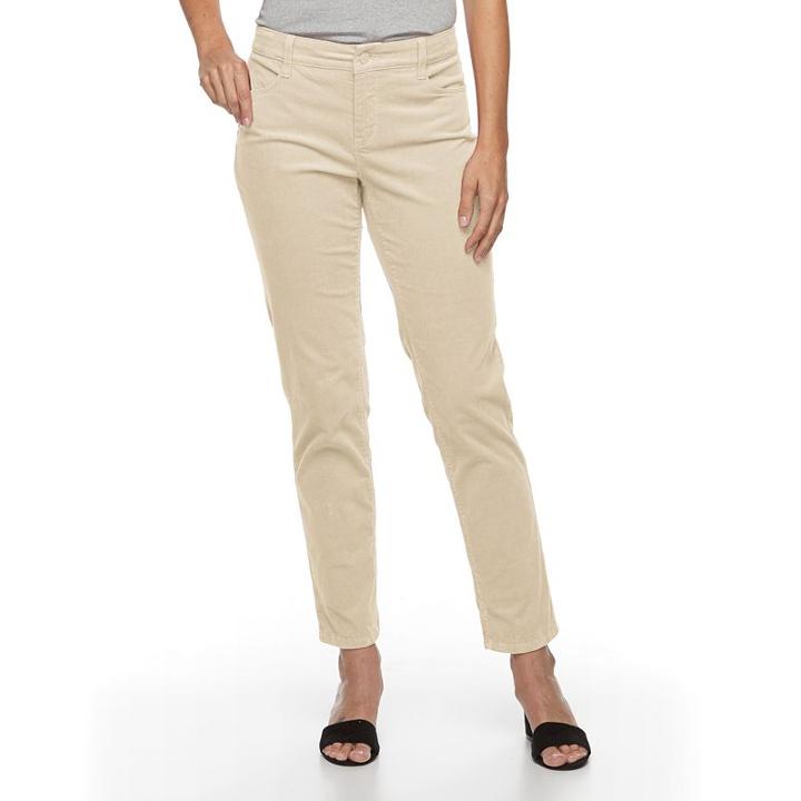 Petite Croft & Barrow&reg; Tummy-slimming Straight-leg Corduroy Pants, Women's, Size: 10 Short, Lt Beige