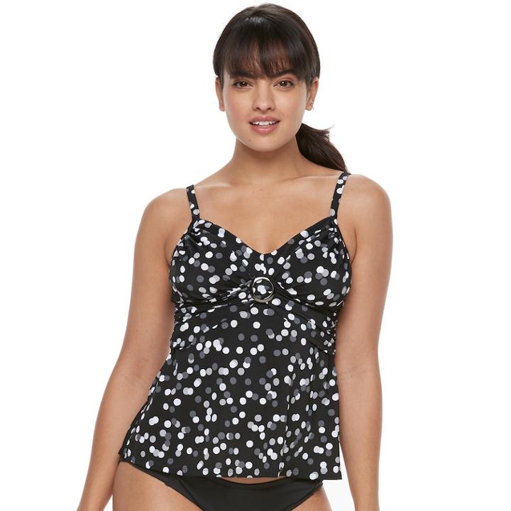 Women's Trimshaper Cara Bust Enhancer Dot Tankini Top, Size: 16, Oxford