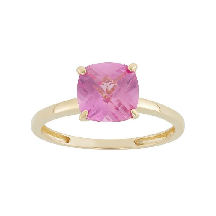 Lab-created Pink Sapphire 10k Gold Ring, Women's, Size: 6