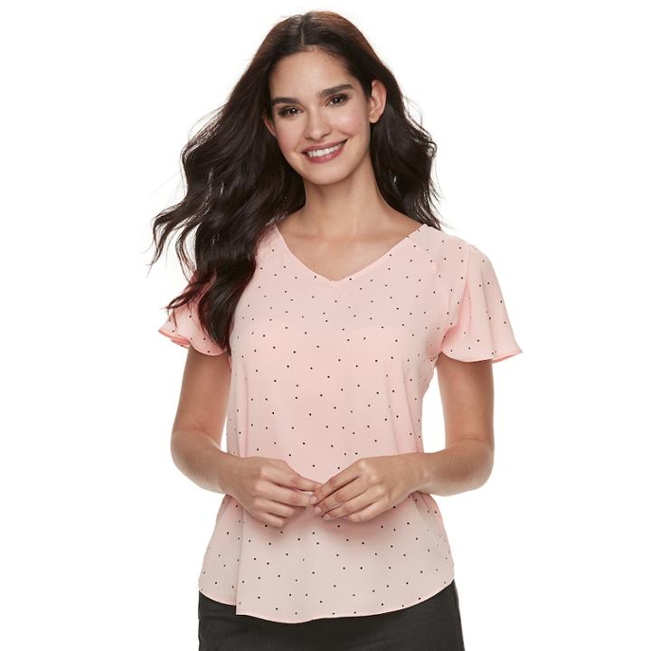 Women's Elle&trade; Flutter Sleeve Tee, Size: Xxl, Light Pink