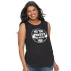 Juniors' Plus Size May The Forest Be With You Graphic Tank, Teens, Size: 1xl, Black