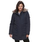Women's Apt. 9&reg; Hooded Faux-fur Trim Parka, Size: Medium, Blue (navy)