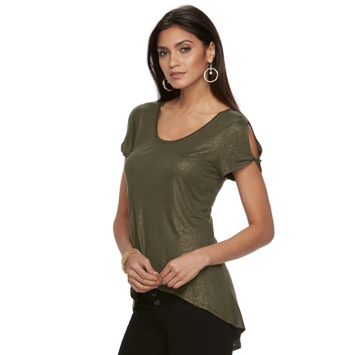Women's Jennifer Lopez Cold-shoulder Tee, Size: Small, Green