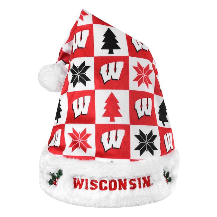 Forever Collectibles Wisconsin Badgers Christmas Santa Hat, Adult Unisex, Multicolor