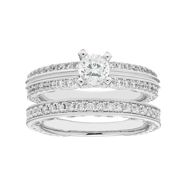 Boston Bay Diamonds 14k White Gold 3/4 Carat T.w. Igl Certified Diamond Engagement Ring Set, Women's, Size: 9