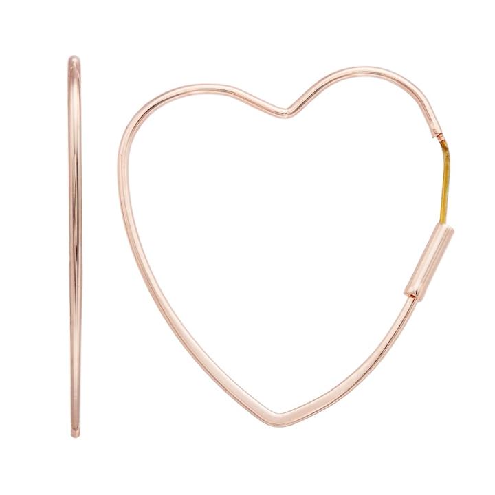 Lc Lauren Conrad Heart Hoop Earrings, Women's, Light Red