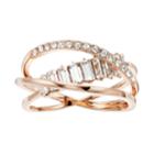 Brilliance Twist Multi Band Ring With Swarovski Crystals, Women's, Size: 10, White
