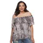 Plus Size Jennifer Lopez Pleated Cold Shoulder Top, Women's, Size: 1xl, Black