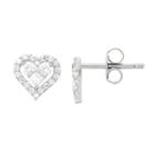 Junior Jewels Kids' Sterling Silver Cubic Zirconia Heart Stud Earrings, Women's