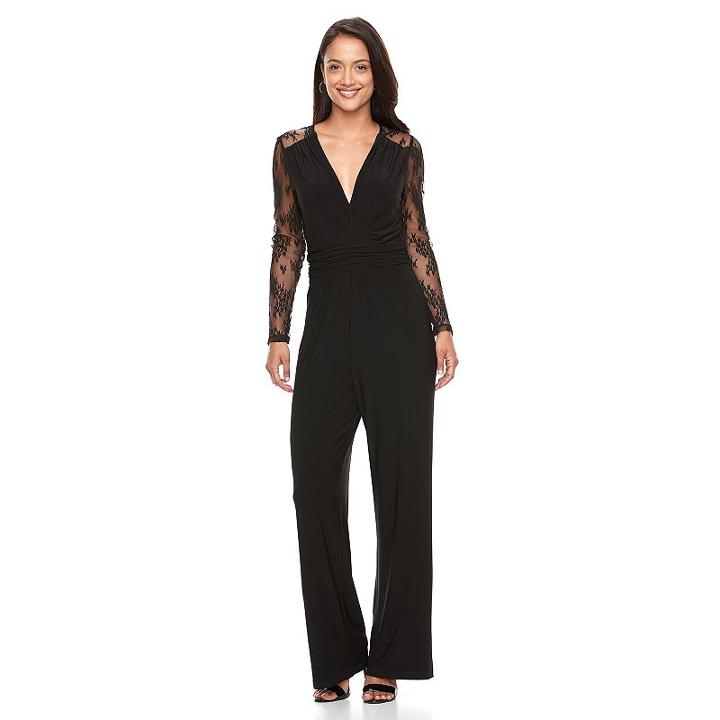 Women's Scarlett Lace Wide-leg Jumpsuit, Size: 8, Black