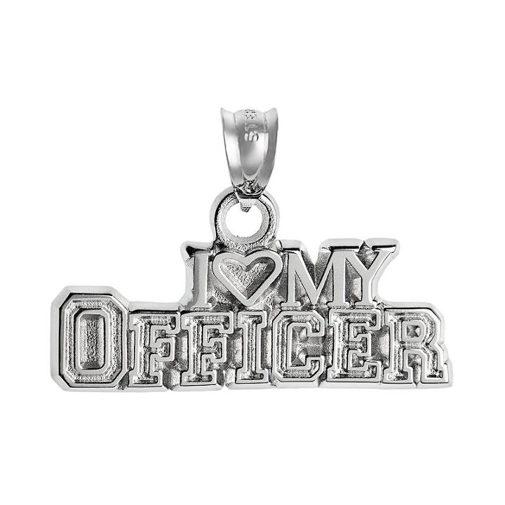 Insignia Collection Sterling Silver I Love My Officer Pendant, Women's, Multicolor