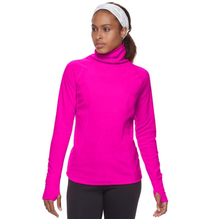 Women's Tek Gear Microfleece Turtleneck, Size: Large, Dark Pink
