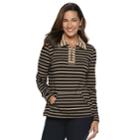 Women's Croft & Barrow&reg; 1/4-zip French Terry Sweatshirt, Size: Xs, Black