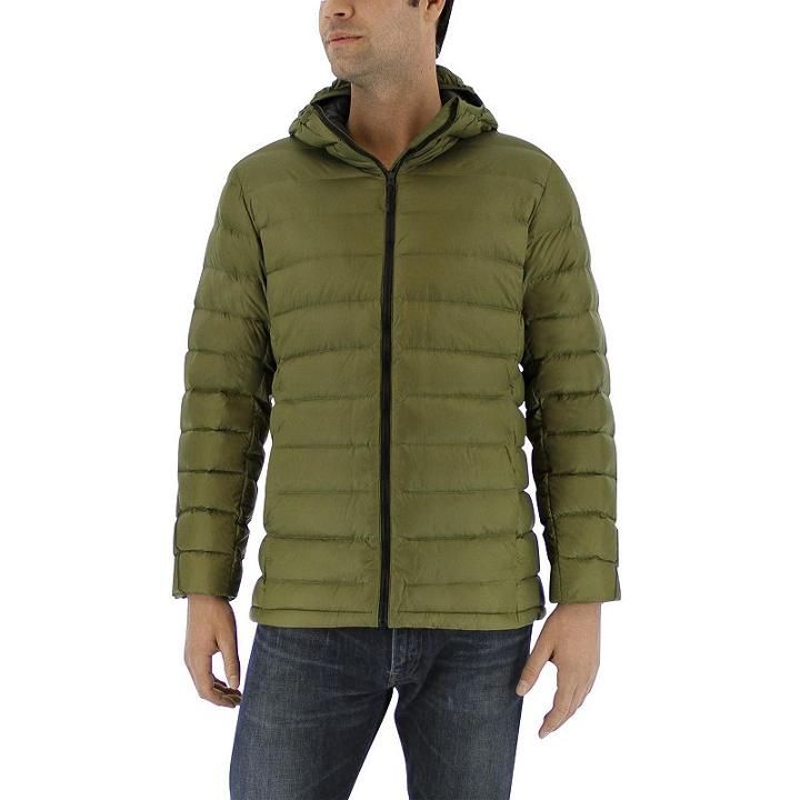 Men's Adidas Down Hooded Puffer Jacket, Size: Small, Med Green, Comfort Wear