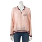 Juniors' About A Girl Babe Graphic Bomber Jacket, Size: Xl, Light Pink