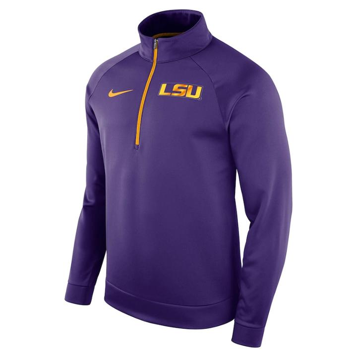 Men's Nike Lsu Tigers Quarter-zip Therma Top, Size: Xl, Purple