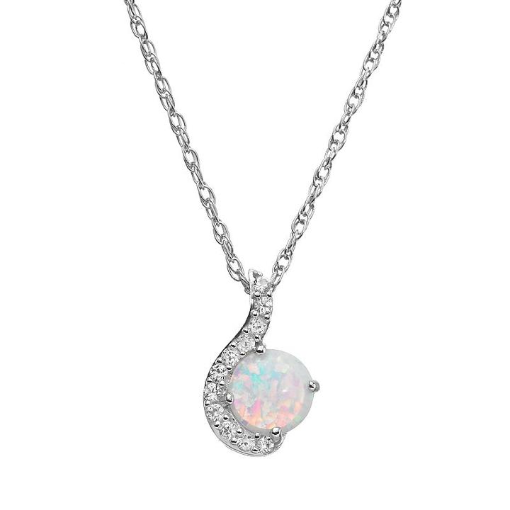 Lab-created Opal And Lab-created White Sapphire Sterling Silver Pendant Necklace, Women's, Size: 18