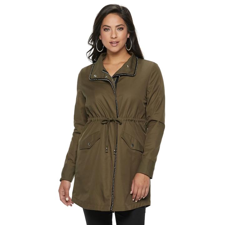 Women's Jennifer Lopez Studded Anorak Jacket, Size: Medium, Med Brown
