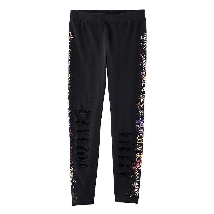 Disney's D-signed Descendants 2 Girls 7-16 Side Graphic Leggings, Size: Small, Black