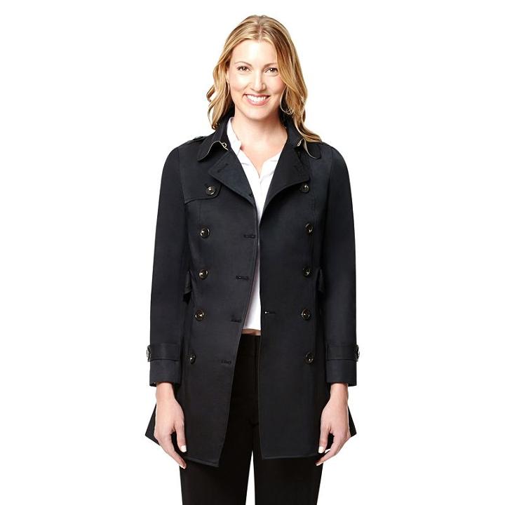 Women's Harve Benard Double-breasted Trench Coat, Size: Large, Dark Grey