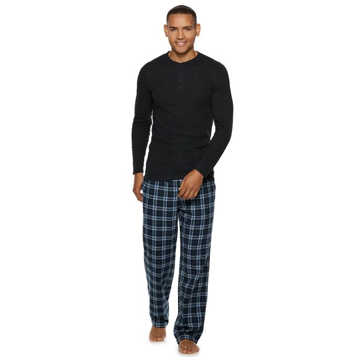 Men's Hanes Ultimate X-temp Waffle-weave Henley, Size: Xl, Black