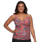 Plus Size Croft & Barrow&reg; Bust Enhancer Twist-front Tankini Top, Women's, Size: 18 W, Med Red