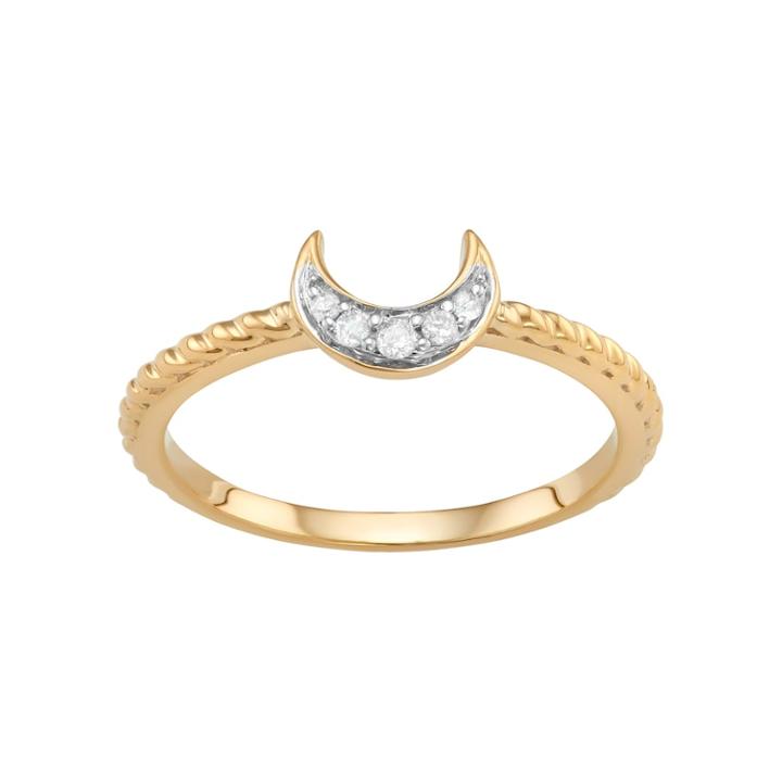 Sterling Silver Diamond Accent Half Moon Ring, Women's, Size: 8, White