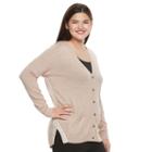 Juniors' Plus Size So&reg; Striped Trim Varsity Cardigan, Teens, Size: 1xl, Med Beige