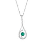10k White Gold Emerald 1/8 Carat T.w. Diamond Drop Pendant Necklace, Women's, Size: 18, Green