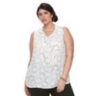 Plus Size Apt. 9&reg; Textured Ruffle-trim Tank, Women's, Size: 2xl, White