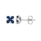 Boston Bay Diamonds 14k White Gold Sapphire & Diamond Square Stud Earrings, Women's, Blue