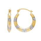 Everlasting Gold Two Tone 10k Gold Textured Hoop Earrings, Women's, Yellow