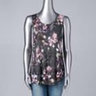 Petite Simply Vera Vera Wang Tulip Hem Tank, Women's, Size: M Petite, Grey (charcoal)