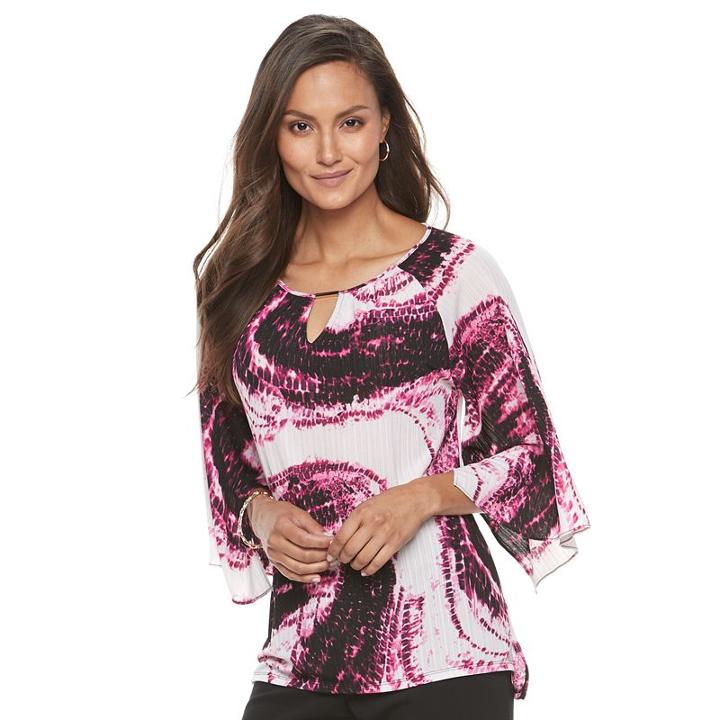 Women's Dana Buchman Printed Kimono Top, Size: Large, Med Beige