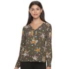Juniors' Candie's&reg; Strappy Shoulder Long Sleeve Top, Girl's, Size: Xs, Dark Green