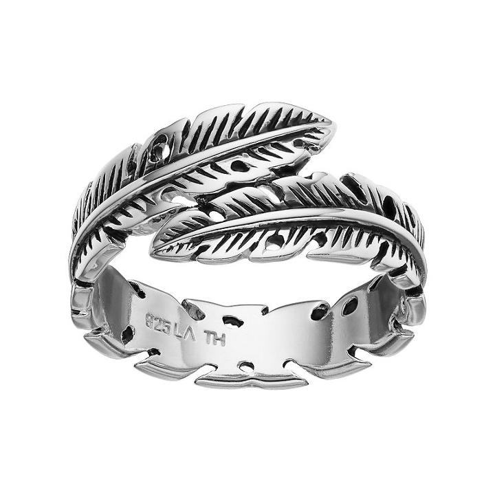 Primrose Sterling Silver Feather Bypass Ring, Women's, Size: 7, Grey