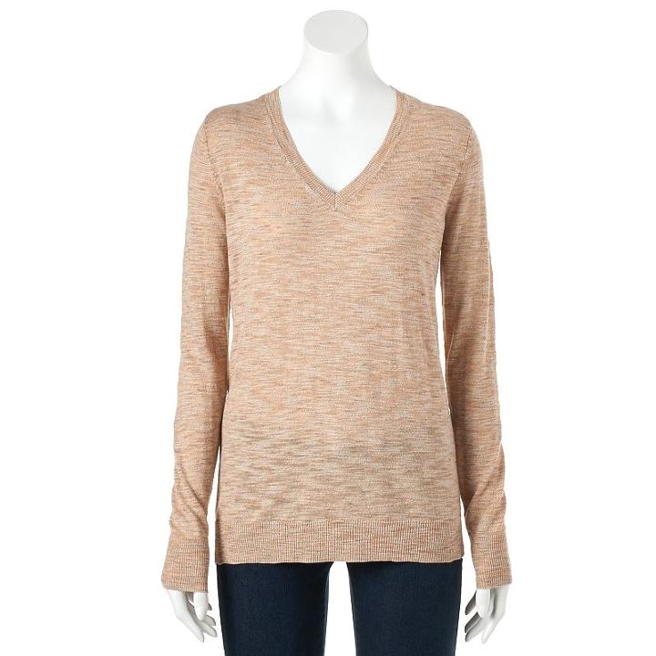 Women's Sonoma Goods For Life™ V-neck Sweater, Size: Xs, Med Beige