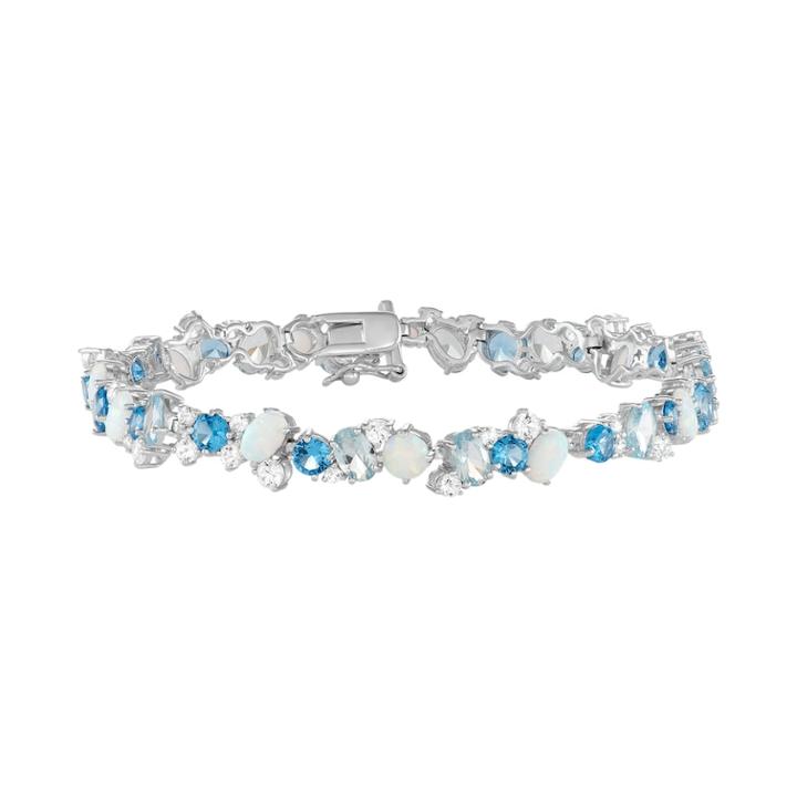 Sterling Silver Lab-created Gemstone Bracelet, Women's, Size: 7.25, Blue