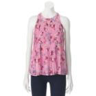 Pink Rose, Juniors' Mock Neck Printed Woven Tank, Girl's, Size: Large, Lt Beige