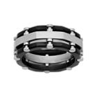 Stainless Steel Two Tone Riveted Band - Men, Size: 14, Black