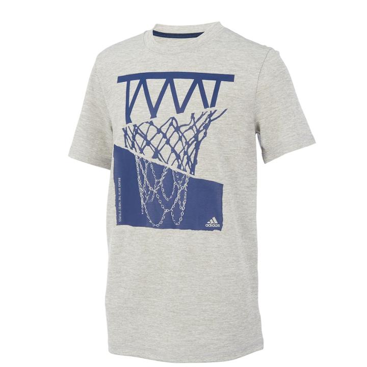 Boys 8-20 Adidas Hacked Hoop Basketball Graphic Tee, Size: Medium, Grey