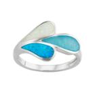 Sterling Silver Lab-created Blue & White Opal & Lab-created Larimar Teardrop Ring, Women's, Size: 8